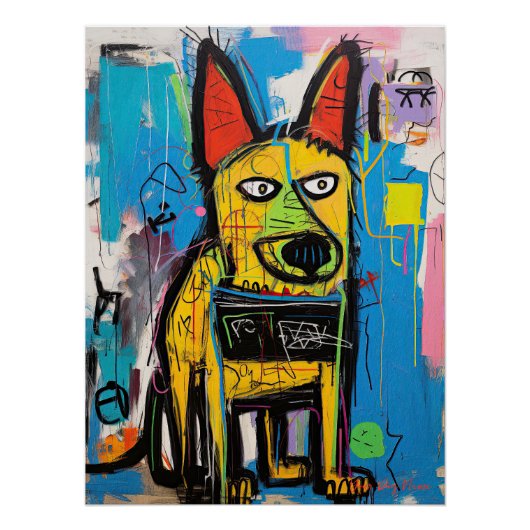 Der deutsche Schäferhund Hund Graffiti 01 - Leonar Poster (Vorderseite)