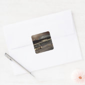 Der digitale Effekt des Strandes "Impressum" Quadratischer Aufkleber (Umschlag)