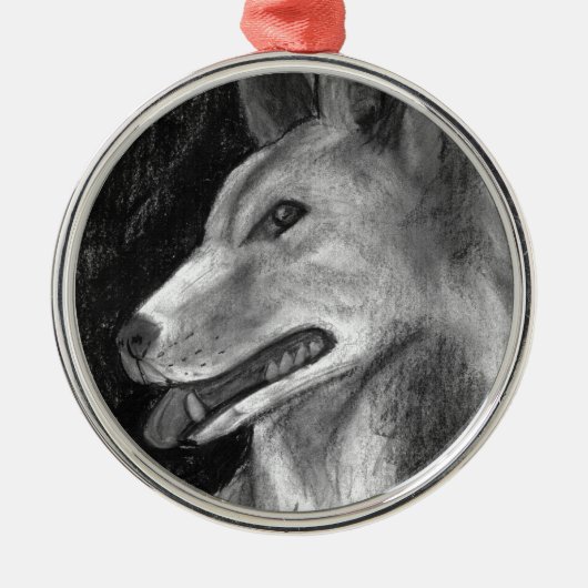 Der Dingo Silbernes Ornament (Vorne)