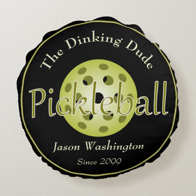 Der Dinking Typ Typ / Duo Pickleball Ball Rundes Kissen (Rückseite)