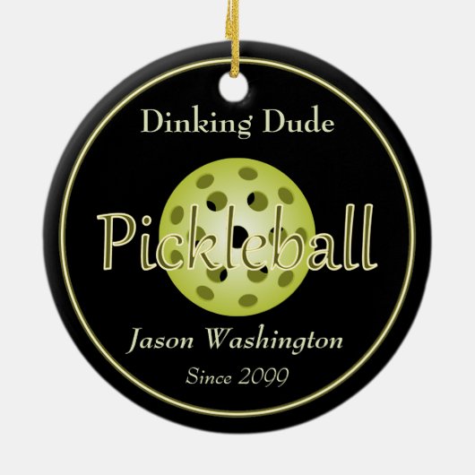 Der Dinking Typ Typ Pickleball Ball Keramik Ornament (Hinten)
