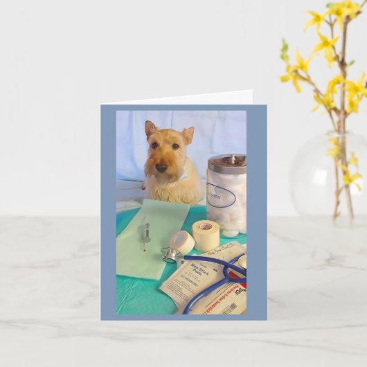 Der Dogtor wird bald da sein Karte (Gelbe Blume)