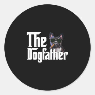 Der Dogvater, der Besitzer des Bulldoggen Dogs Lov Runder Aufkleber
