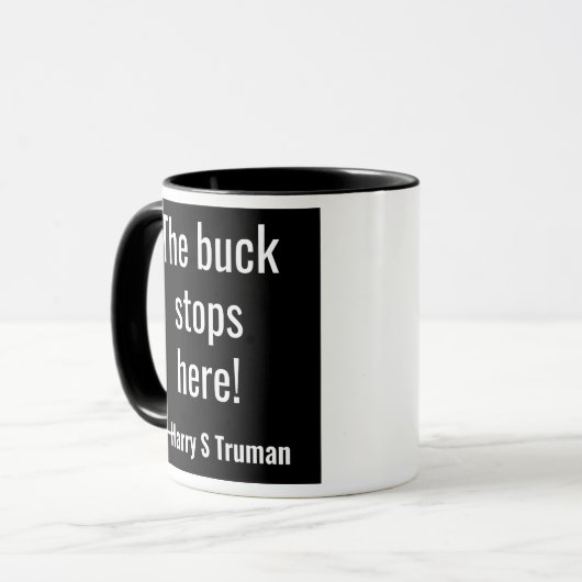 Der Dollar stoppt hier! Harry S Truman Tasse (Vorderseite Links)