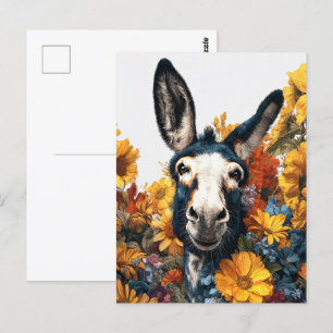 Der Donkey im Garten der Wildblume lächeln Postkarte