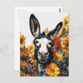 Der Donkey im Garten der Wildblume lächeln Postkarte (Vorne/Hinten)