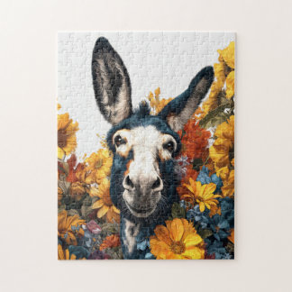 Der Donkey im Garten der Wildblume lächeln Puzzle