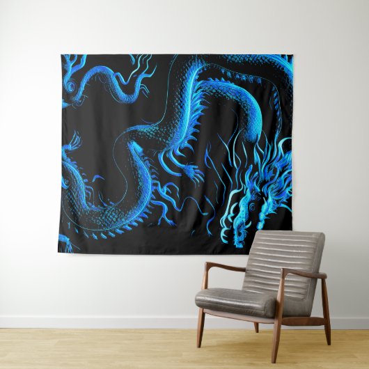 Der Drache Blau Wandteppich (Beispiel (Horizontal))