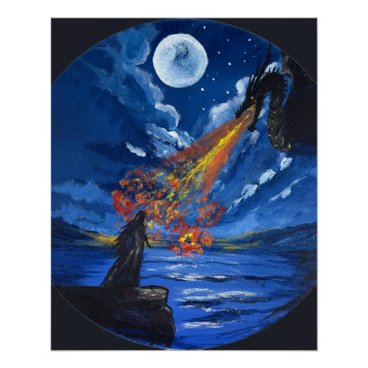 Der Drache - Handgefertigtes Kunstwerk Poster (Vorderseite)