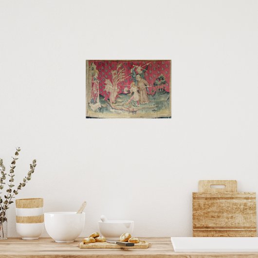 Der Drache kämpft mit den Diener Gottes Poster (Küche)