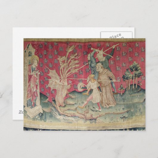 Der Drache kämpft mit den Diener Gottes Postkarte (Vorne/Hinten)