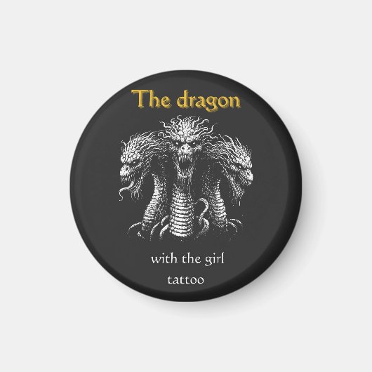 Der Drache mit der Girl Tattoo - Funny Dark Magnet (Vorne)