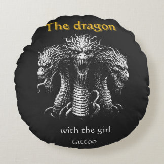 Der Drache mit der Girl Tattoo - Funny Dark Rundes Kissen