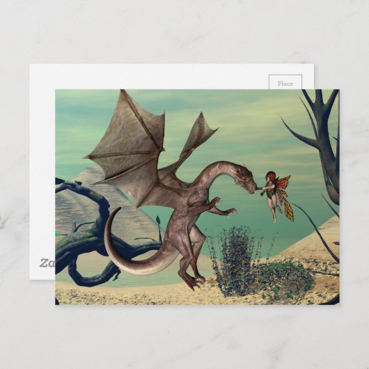 Der Drache Postkarte (Vorne/Hinten)