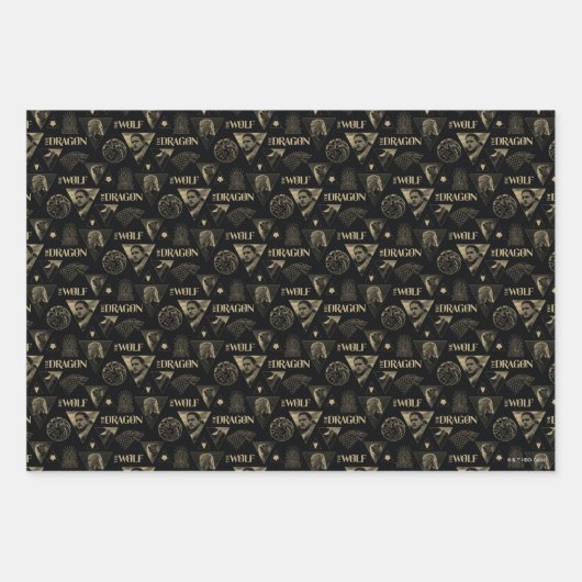 Der Drache und das Wolf Daenerys & Jon-Muster Geschenkpapier Set (Vorderseite)