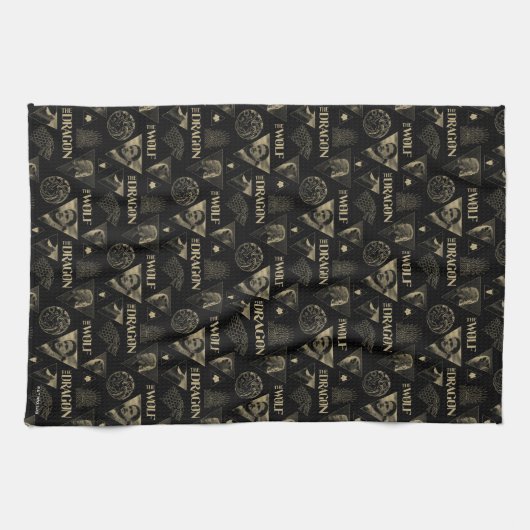 Der Drache und das Wolf Daenerys & Jon-Muster Geschirrtuch (Horizontal)