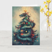 Der Drache und der Weihnachtsbaum Karte (Gelbe Blume)