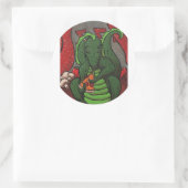 Der Drache und die Pizza Runder Aufkleber (Tasche)