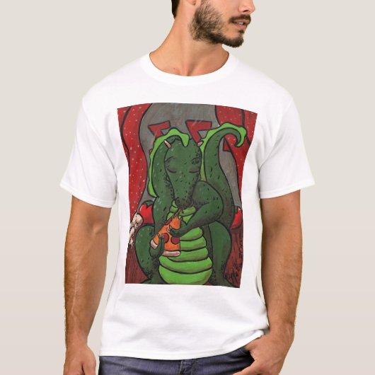 Der Drache und die Pizza T-Shirt (Vorderseite)