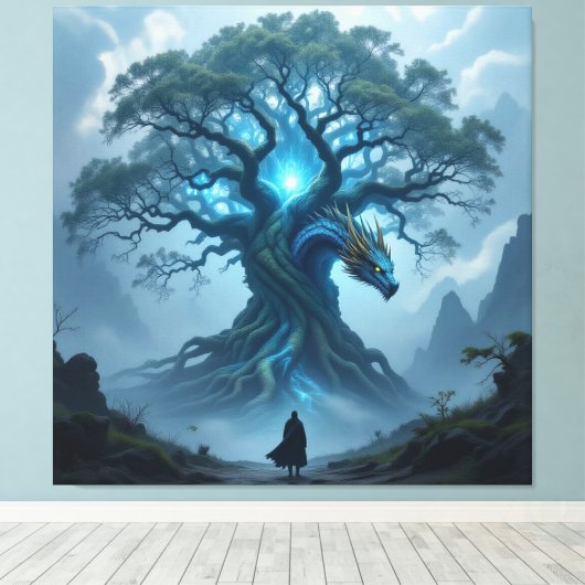Der Drachenbaum von Eldoria   Leinwanddruck (Insitu (Holzboden))