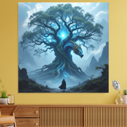 Der Drachenbaum von Eldoria Leinwanddruck (Insitu (Wohnzimmer))