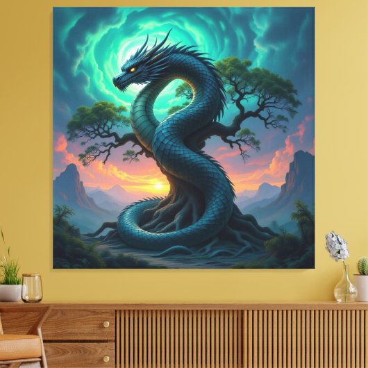 Der Drachenbaum von Eldoria   Leinwanddruck (Insitu (Wohnzimmer))