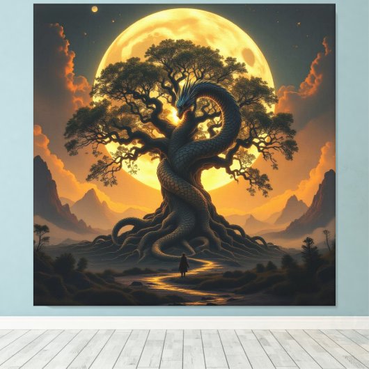 Der Drachenbaum von Eldoria Leinwanddruck (Insitu (Holzboden))