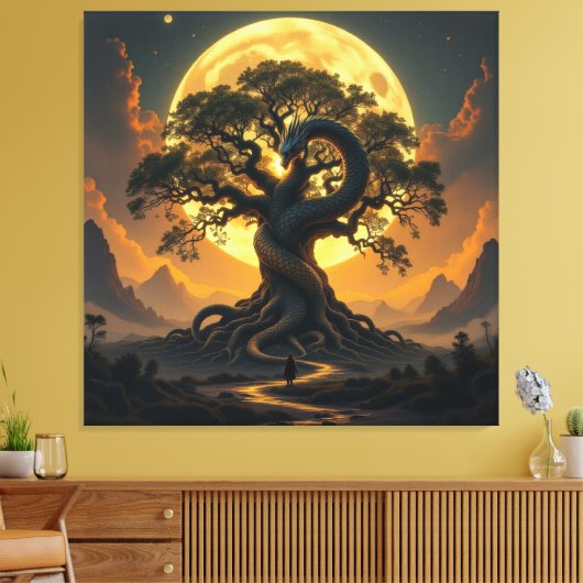 Der Drachenbaum von Eldoria Leinwanddruck (Insitu (Wohnzimmer))