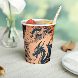 Der Drachenkrieg Orange Skies Pappbecher