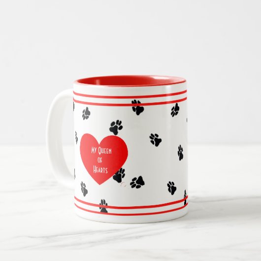 Der Drahthaar-Dackel-"Königin Herzen" Tasse (Vorderseite Links)