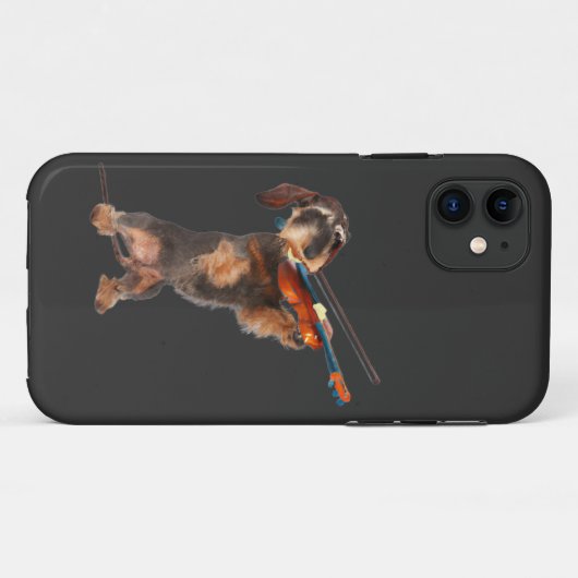 Der Drahthaarterrier Dackel Violinist Case-Mate iPhone Hülle (Rückseite (Horizontal))
