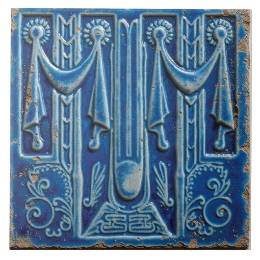 Der drapierte azurblaue Pavillon Fliese (Vorderseite)