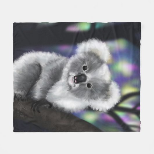 Der Dreamy Koala in einem verzauberten Wald Fleecedecke (Vorderseite (Horizontal))