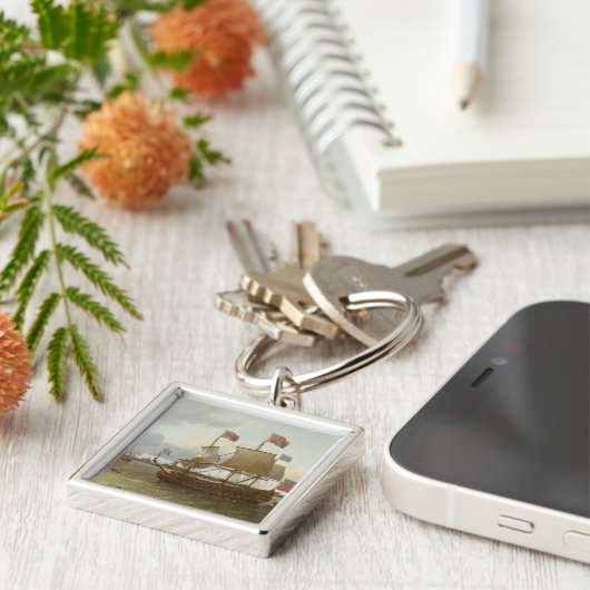 Der Drei-Meister "Britannia" in Rotterdam, 1698 Schlüsselanhänger (Seite)