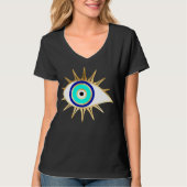 Der dritte Eye Turquoise Blau und Gold Glitzer Loo T-Shirt (Vorderseite)