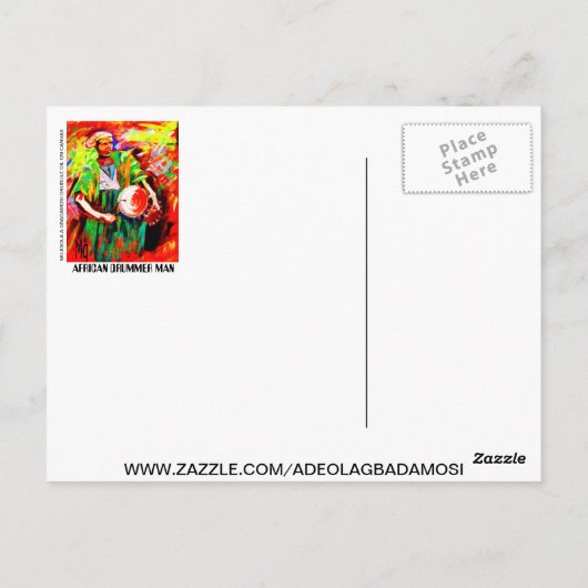 DER DRUMMER MAN 2, DER AUF EINEN AFRIKANISCHEN SCH POSTKARTE (Rückseite)
