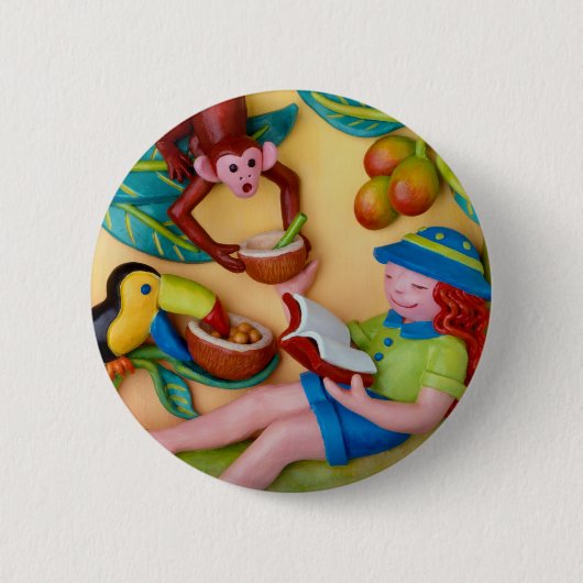Der Dschungel-Safari-Geburtstag des Mädchens Button (Vorderseite)