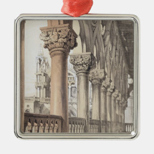 Der Ducal Palast, Renaissance-Hauptstädte des Log Silbernes Ornament
