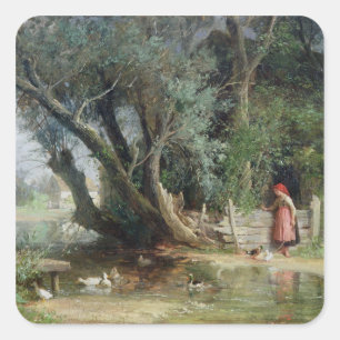 Der Duckteich Quadratischer Aufkleber