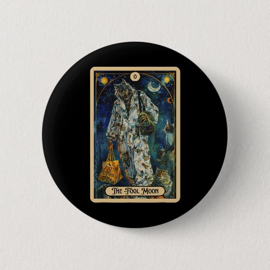 Der dumme Moon Werewolf (der Dumme) Halloween-Taro Button (Vorderseite)