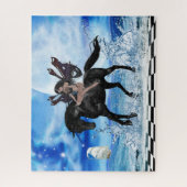 Der dunkle Engel und ihr schwarzes Einhorn Puzzle (Vertikal)