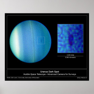 Der dunkle Fleck auf dem Planeten Uranus vom Hubbl Poster