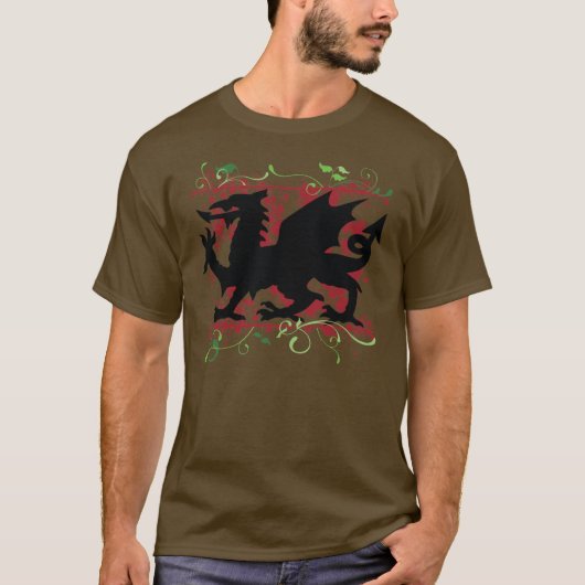 Der dunkle T - Shirt der Waliser-Drache-Männer (Vorderseite)