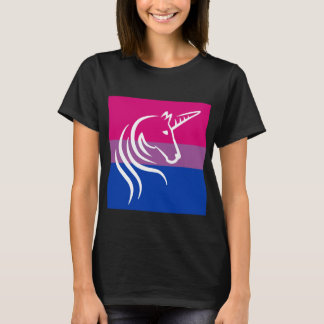 Der dunkle Unicorn-grafischer Bi-Stolz-T - Shirt