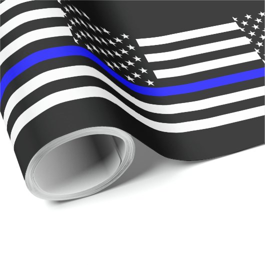 Der dünne Blue Line-Flagge-Dekor Geschenkpapier (Rolleneckpunkt)