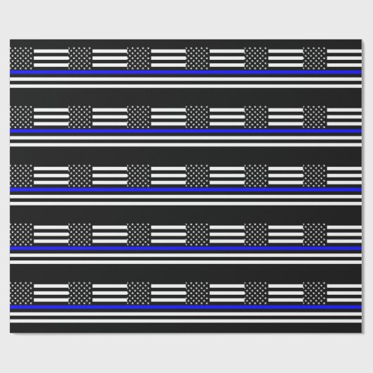 Der dünne Blue Line-Flagge-Dekor Geschenkpapier (Flach)