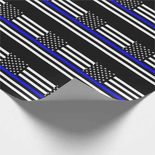 Der dünne Blue Line-Flagge-Dekor Geschenkpapier (Ecke)