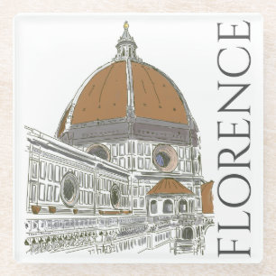 Der Duomo Florenz Italien Pen und Tinte Wasserfarb Glasuntersetzer
