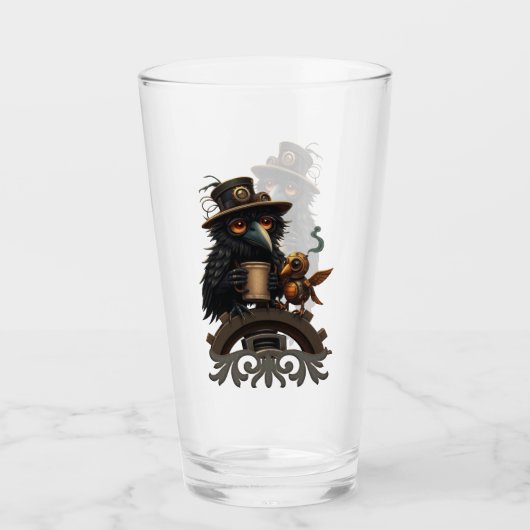Der durch Kaffee angetriebene Rabe Glas (Vorderseite)