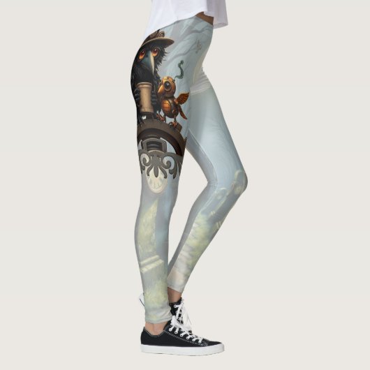 Der durch Kaffee angetriebene Rabe Leggings (Rechts)